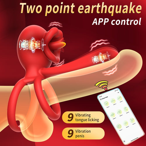 Dragon Tongue 2-in-1 Licking & Vibrating Cock Ring App Controlled